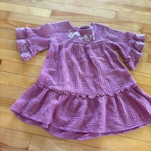 Souris Mini Pink Dress Bell Sleeves embroidered Mushrooms Fairycore 🍄 Size 6